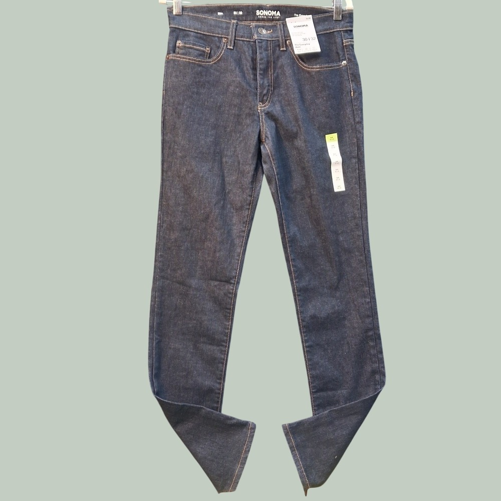 Sonoma Jeans Mens 30x32 The Everyday Jean Blue Slim Dark Wash Stretch NEW